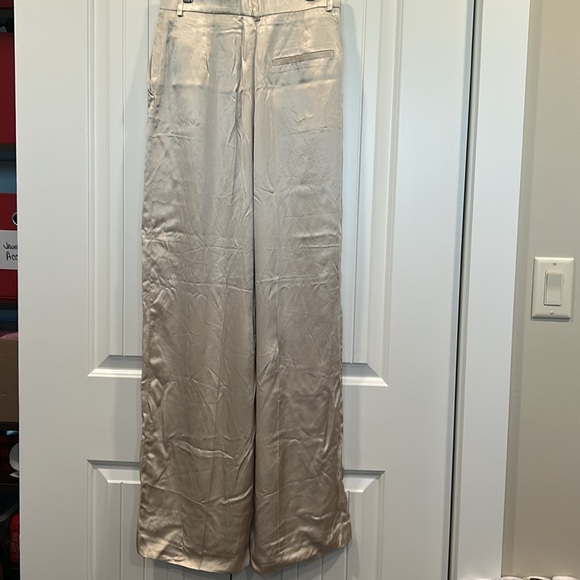 Zara Satin Trousers in Cream - Picture 2 of 7